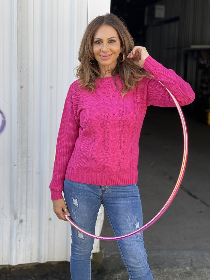 Cable Knit - Hot Pink