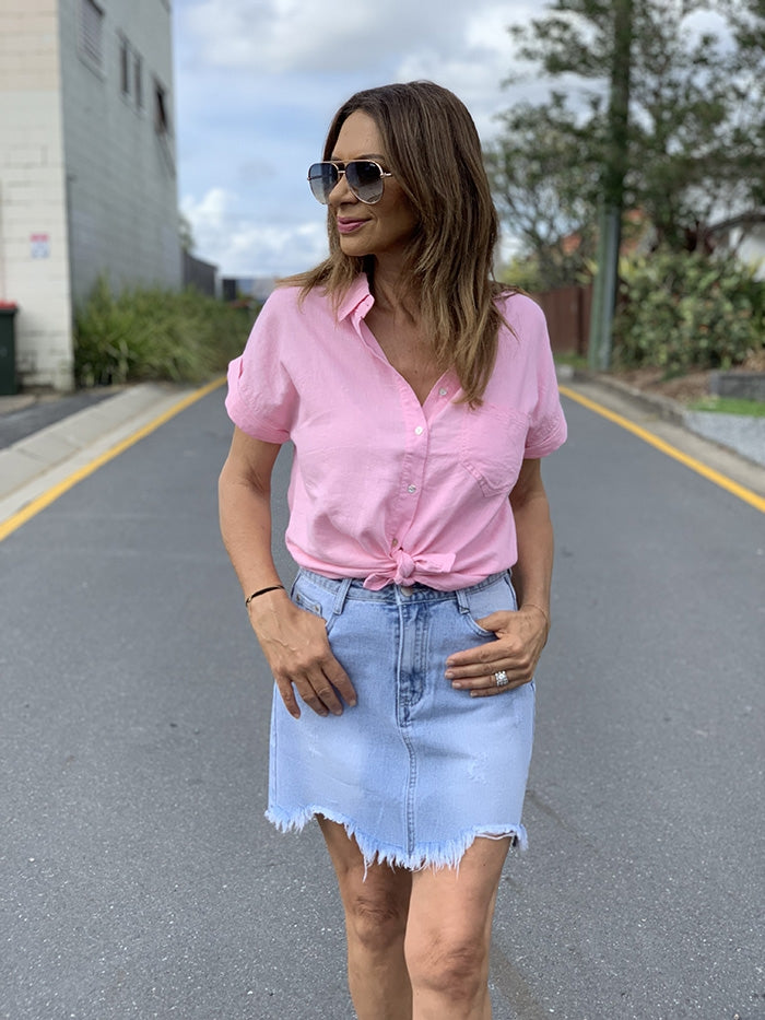 Baby Pink Button Front Shirt