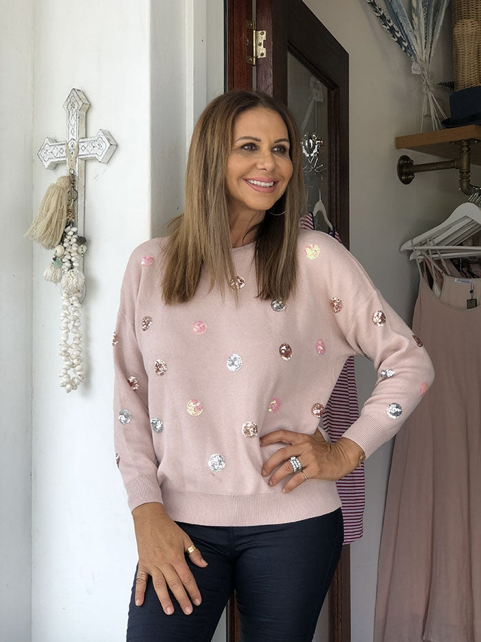 Blush Polka Dot Sequin Jumper