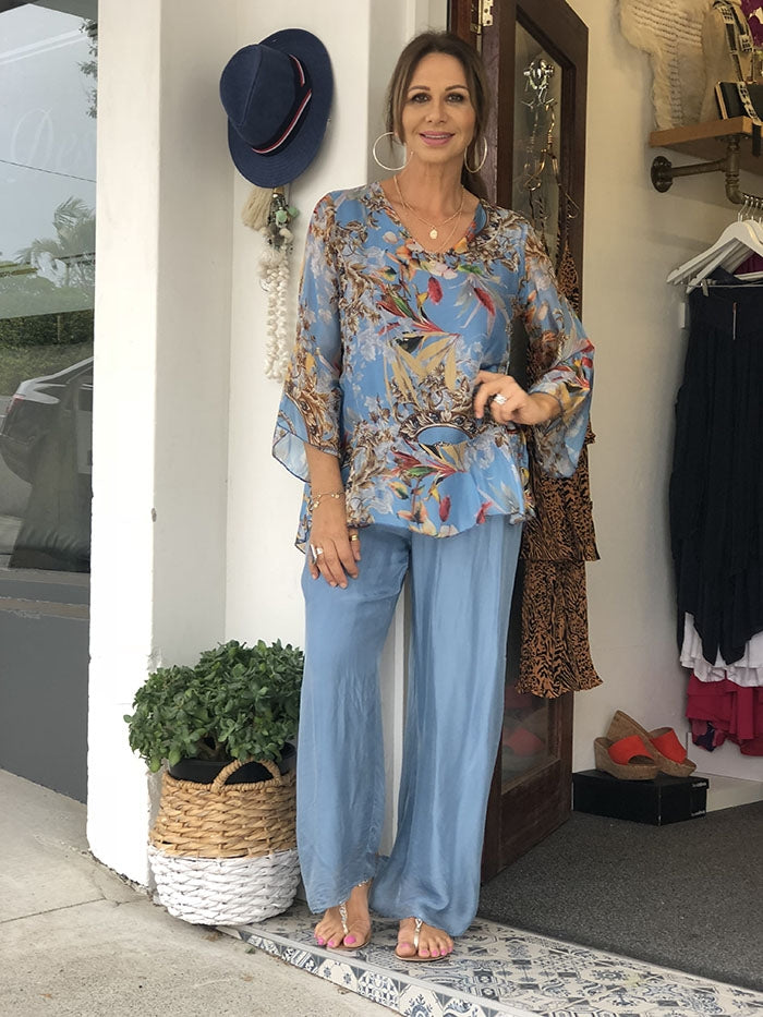 Blue Paradise Silk Top