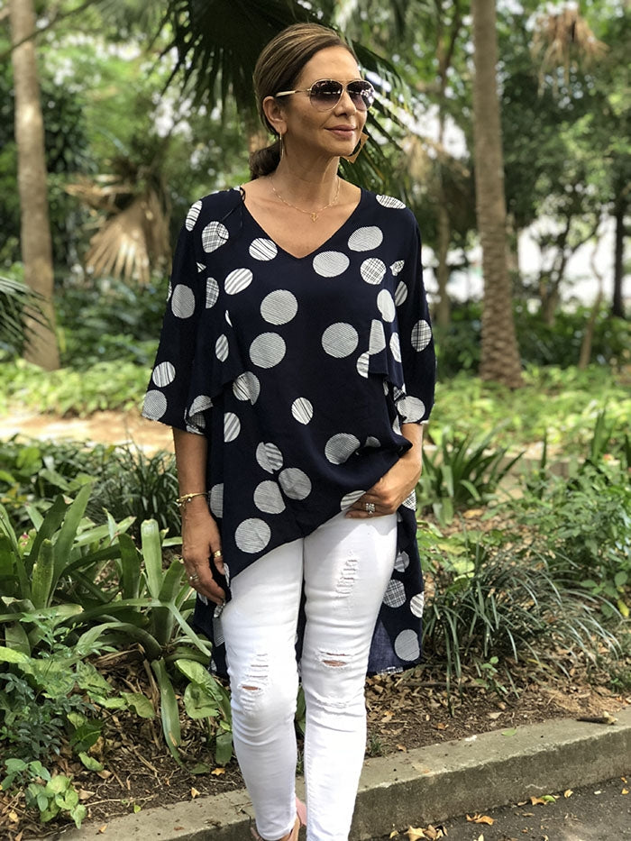 Circular Top - Navy Spot