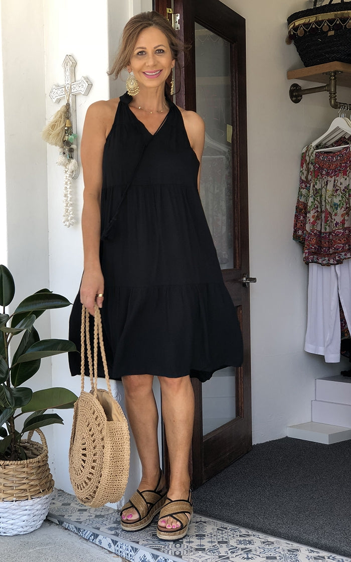 Black Mexicana Midi Dress