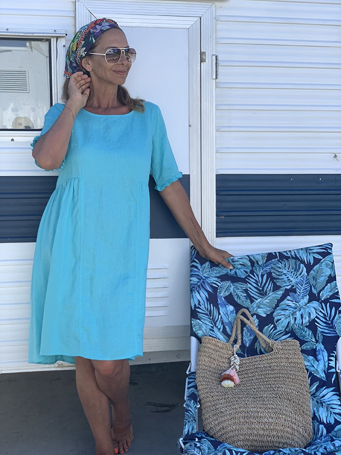 Aqua Linen Dress