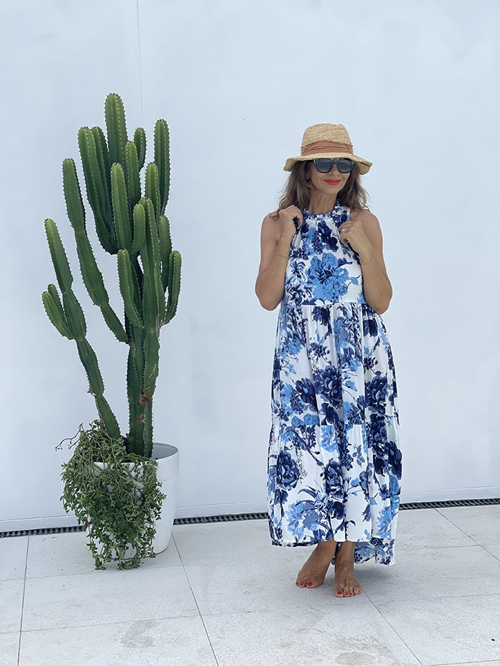 Margot Dress - Blue Jardin