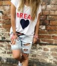 Dream Retro V-Neck Tee - White