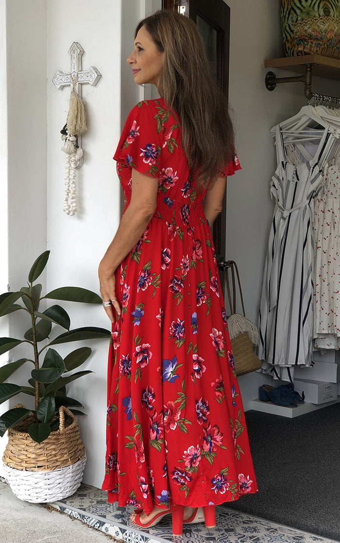 Nataly Dress - Red Floral