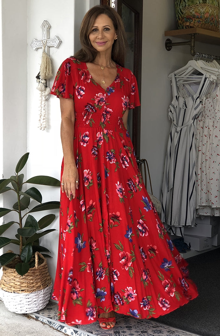 Nataly Dress - Red Floral