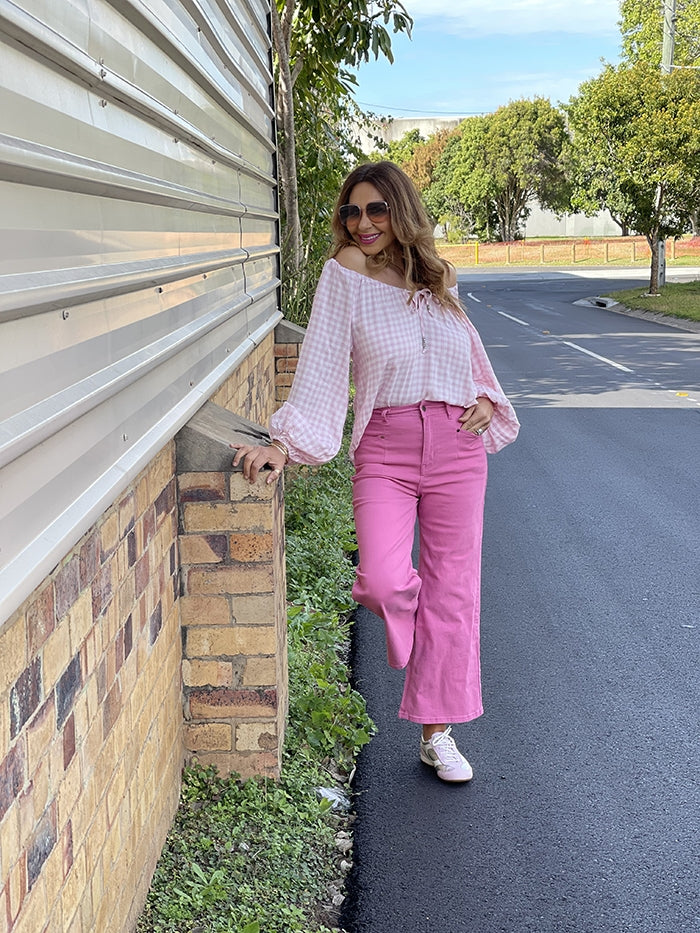 Baby Pink Check Top