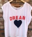 Dream Retro V-Neck Tee - White