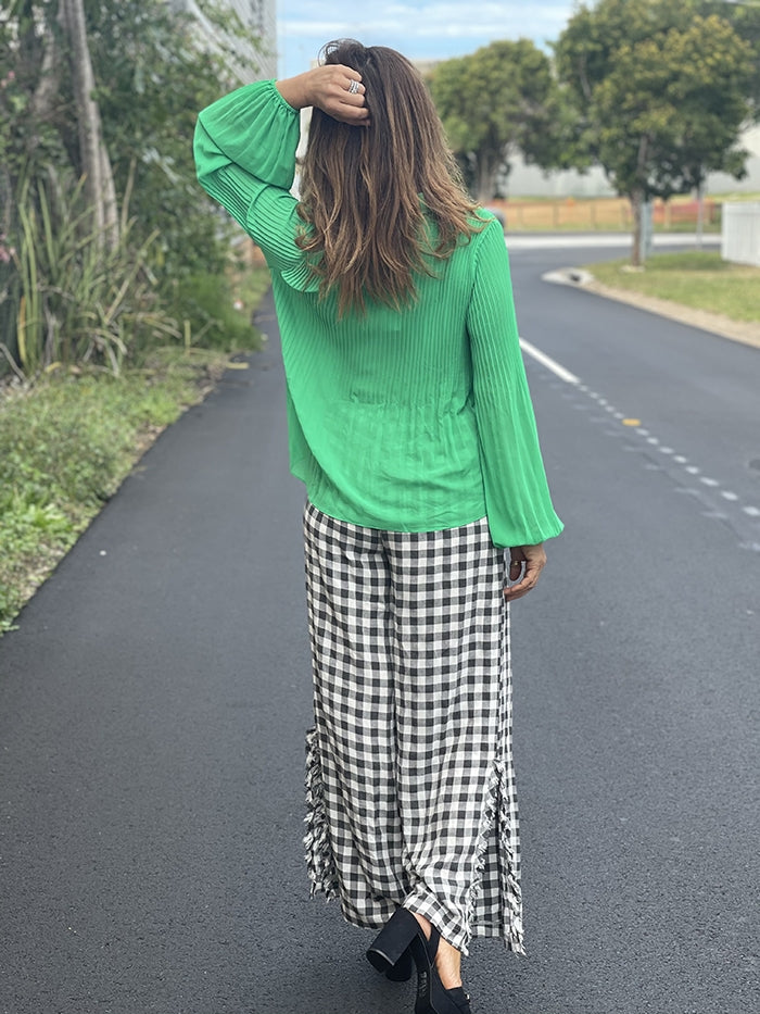 Electric Green Pleated Top