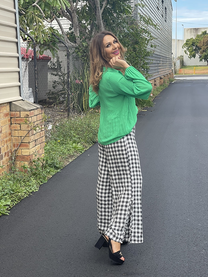 Electric Green Pleated Top