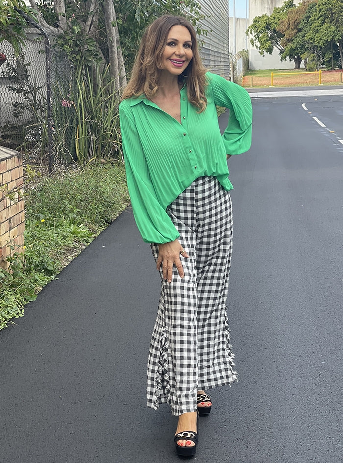 Electric Green Pleated Top