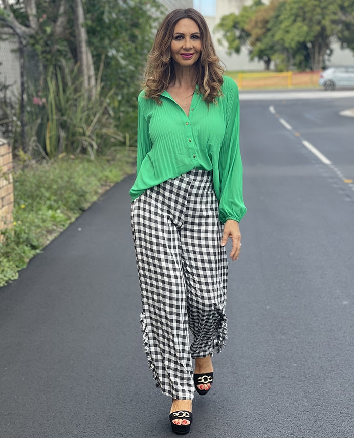 Electric Green Pleated Top