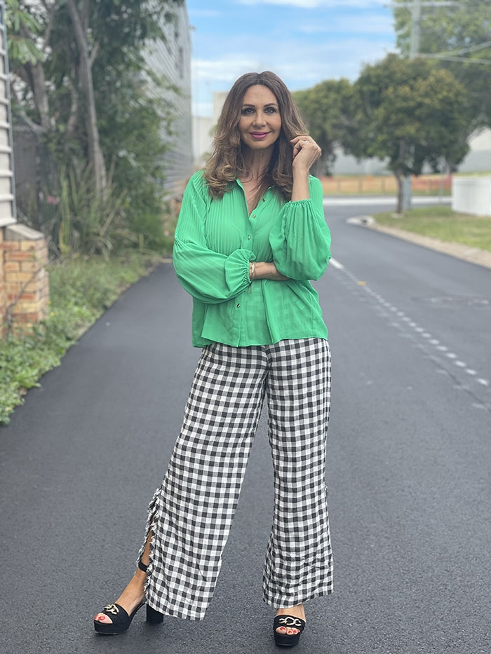 Electric Green Pleated Top