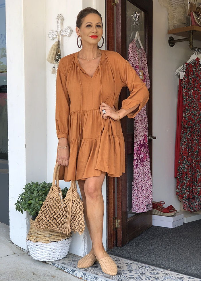 Lulu Tiered Dress - Rust