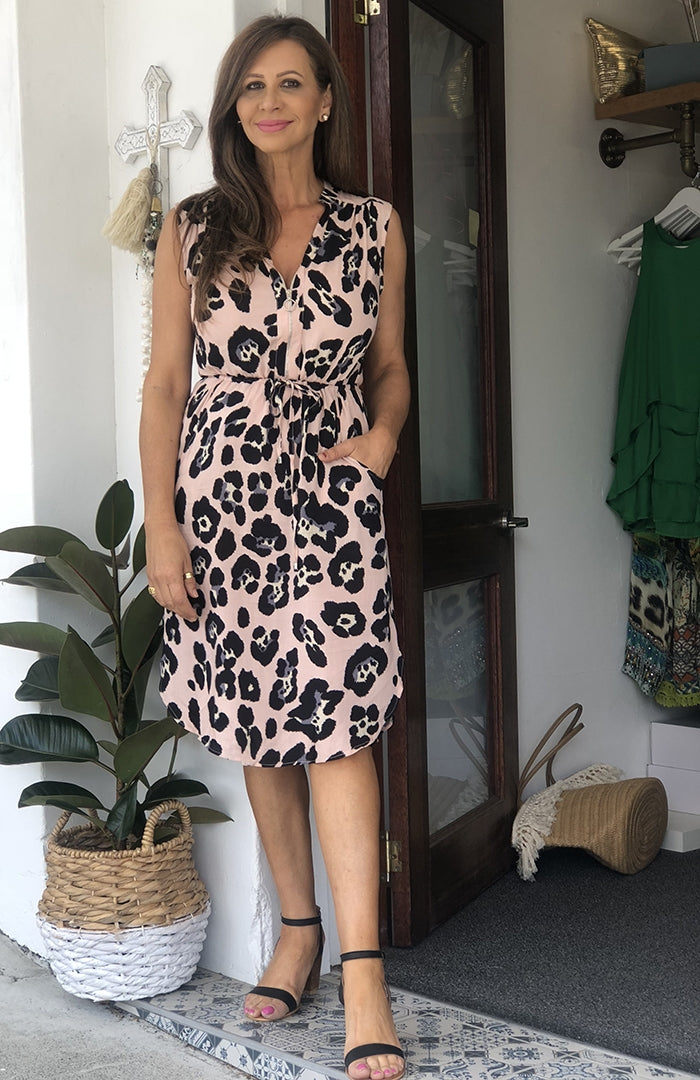 Havana Leopard Zip Dress