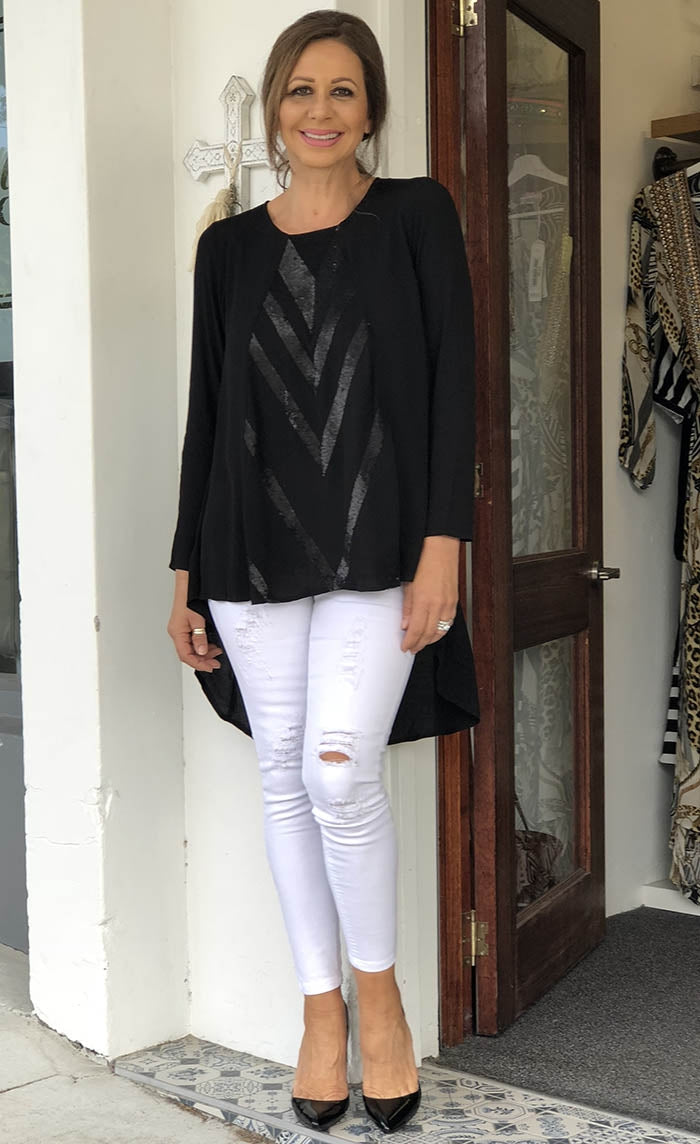 Black Hilo Sequin Top