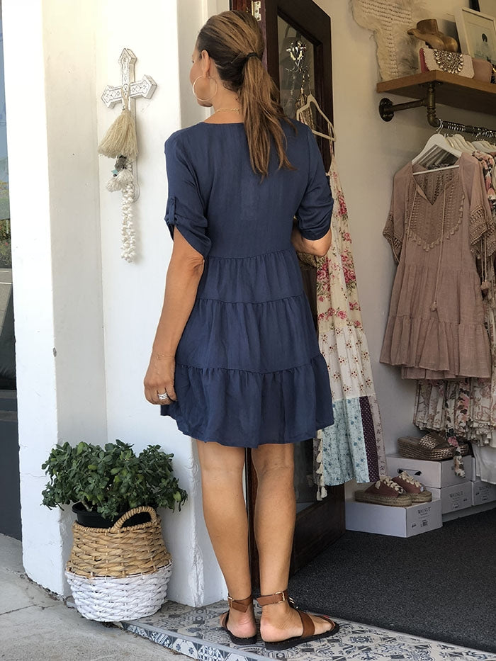 Caden Dress - Navy