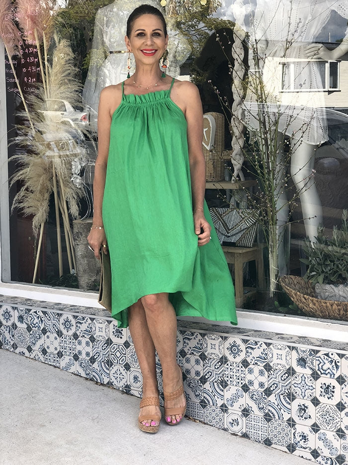 Martinique Frill Dress - Jade