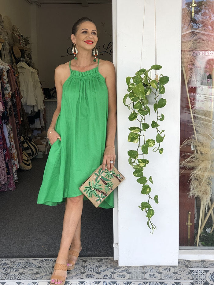 Martinique Frill Dress - Jade