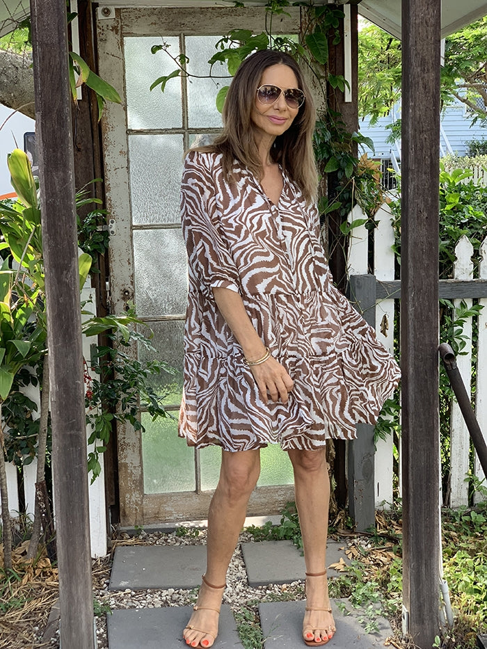 Angie Dress - Choc Zebra