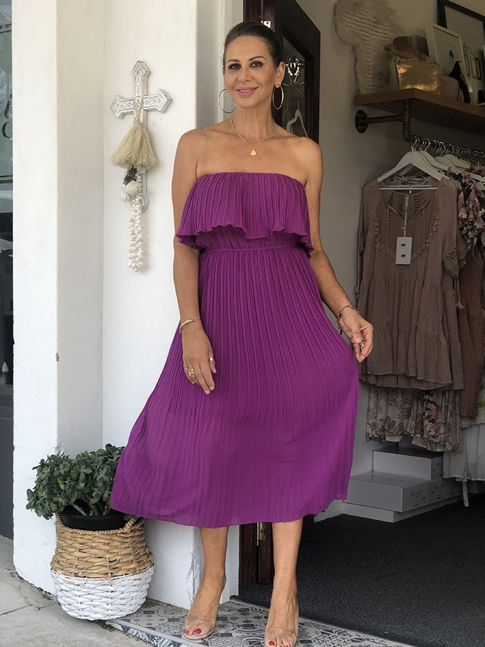 Callie Off the Shoulder Dress - Electric Purple