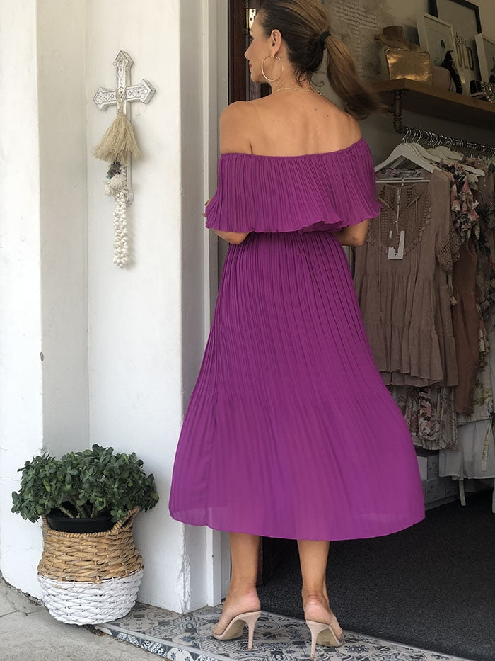 Callie Off the Shoulder Dress - Electric Purple