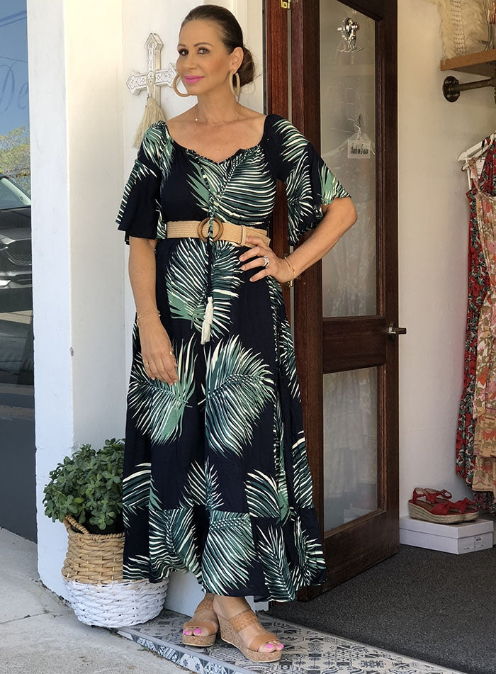 Palm Tree Maxi - Navy