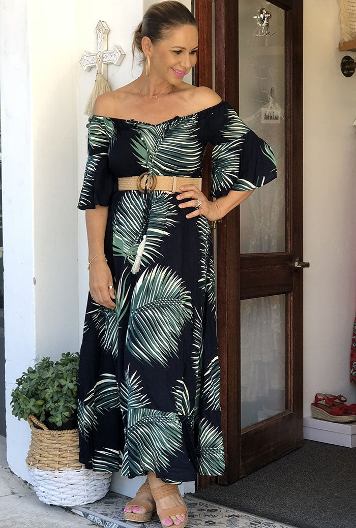 Palm Tree Maxi - Navy