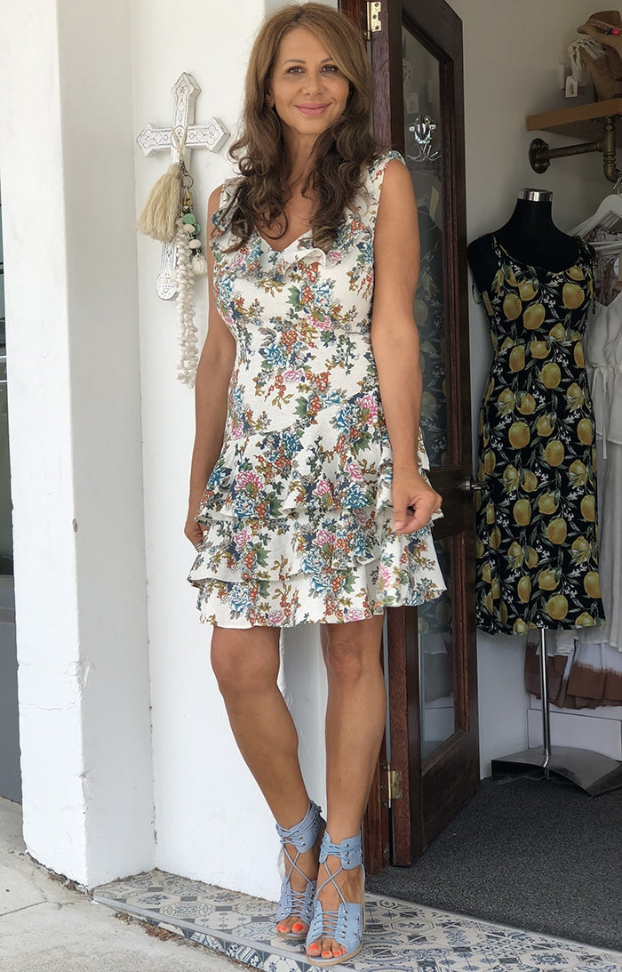 Sweetheart Dress - Cream Floral