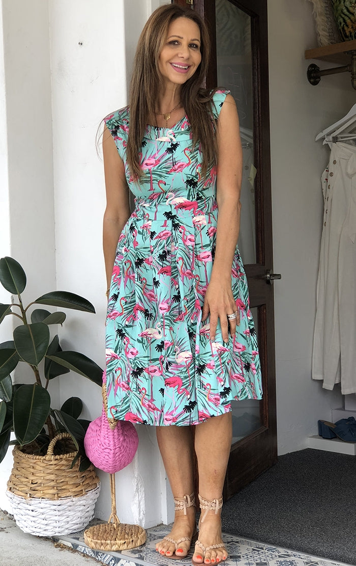 Calista Dress - Flamingo Print