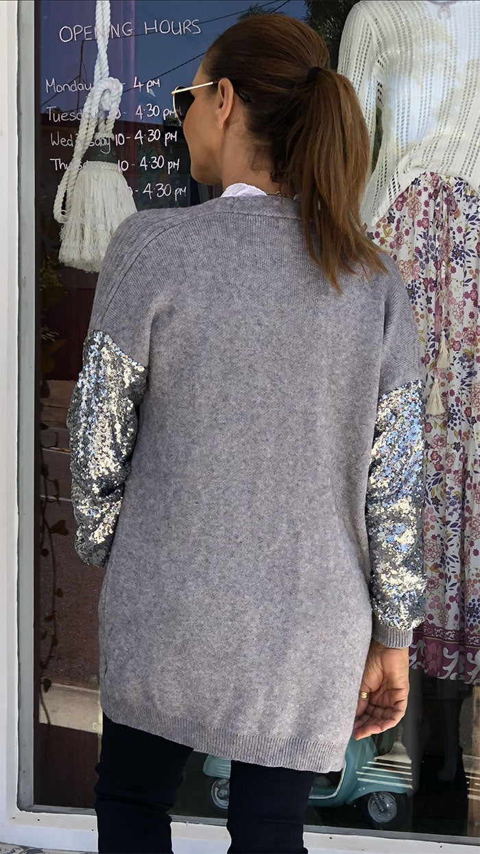 Grey Sequin Cardi