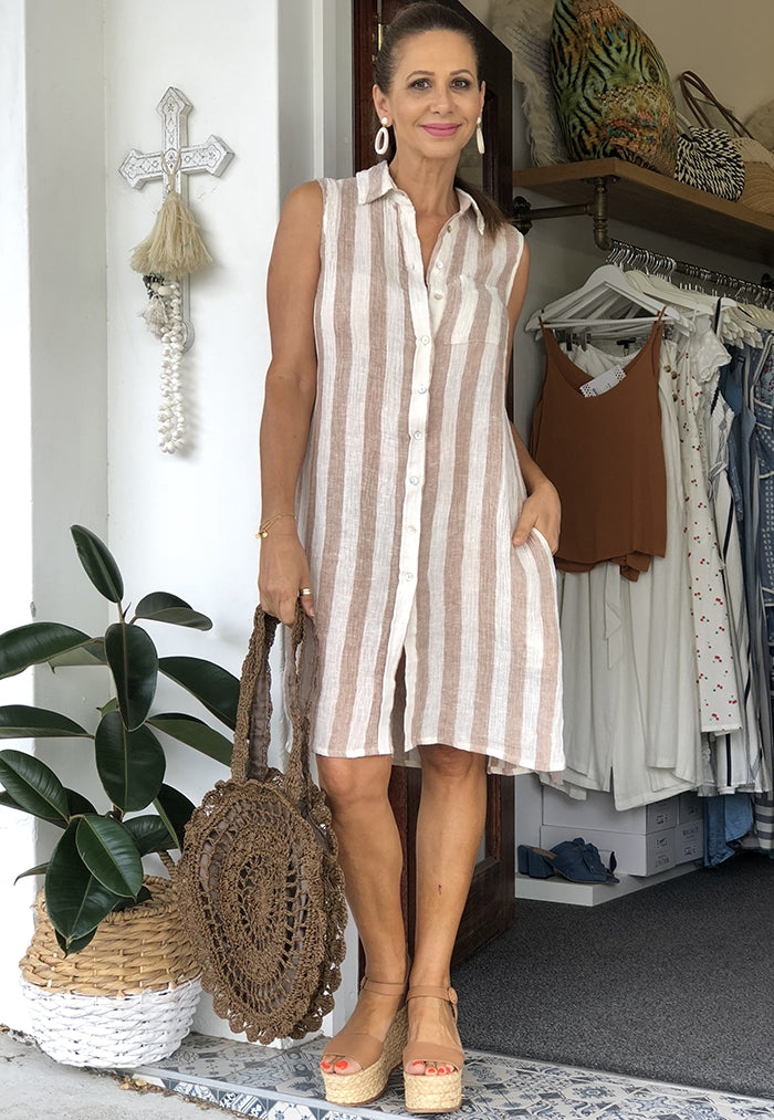 Brasilia Dress - Natural Stripe