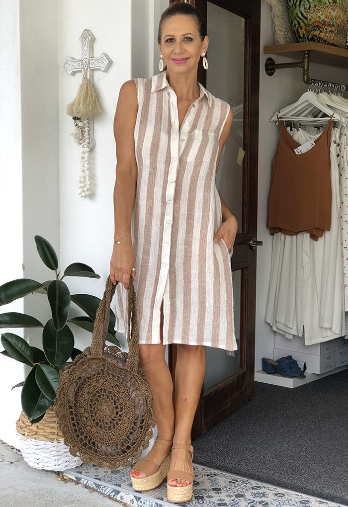 Brasilia Dress - Natural Stripe