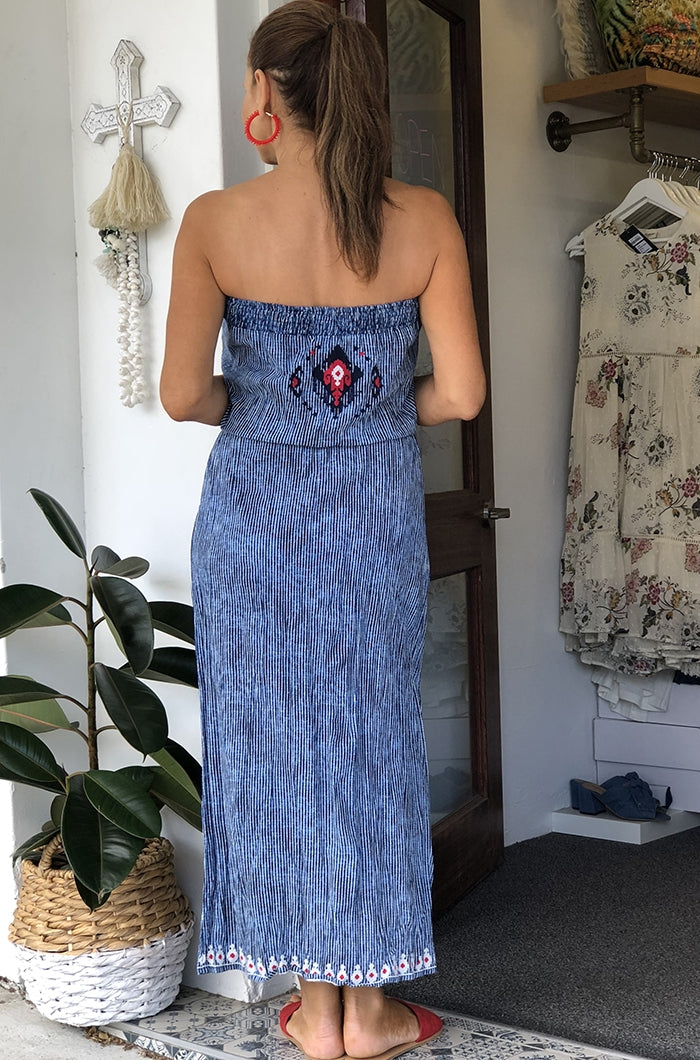 Ikat Strapless - Indigo