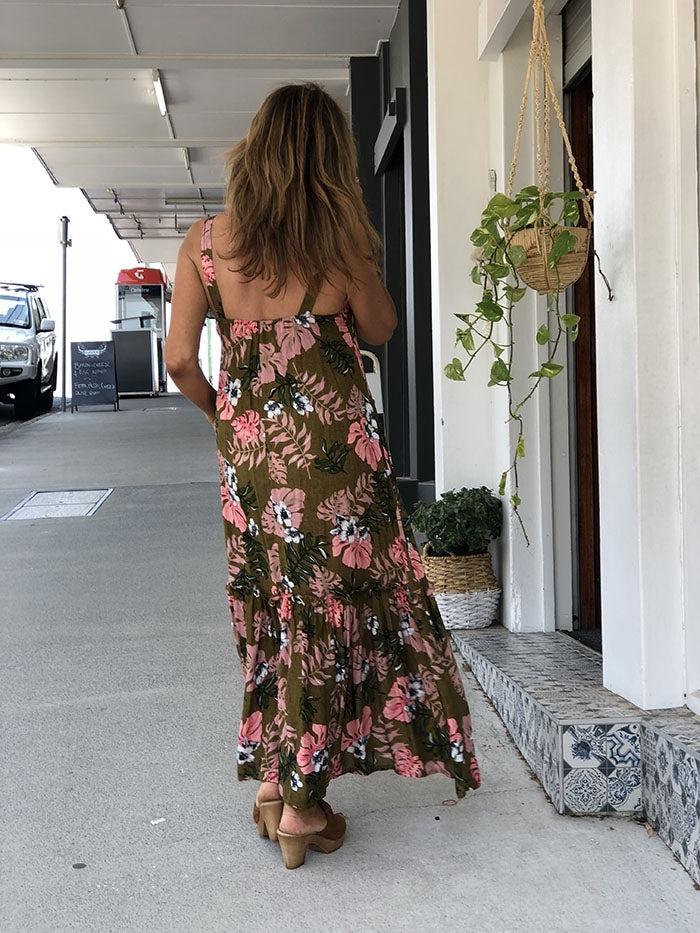 Tropical Leaves Maxi Dress