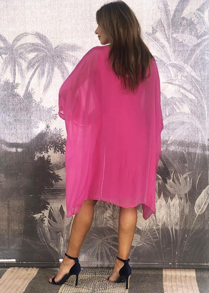 Luna Silk Dress - Hot Pink