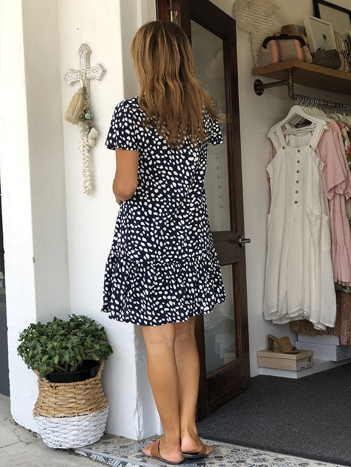 Tammy Spot Dress - Navy