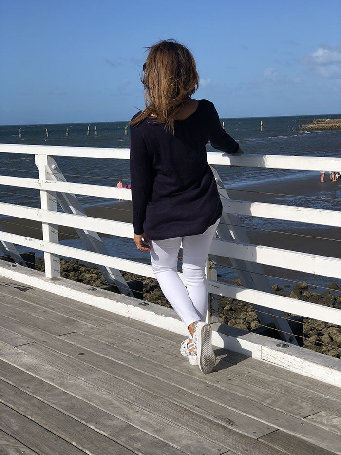 Star Sequin Knit Top - Navy